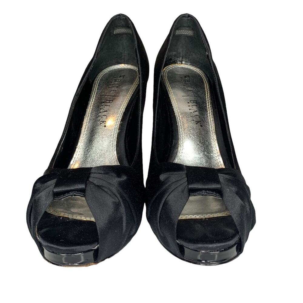 White House Black Market black satin stiletto heels 4.25" Size 8.5 M - Picture 8 of 12